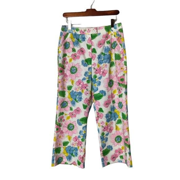 Vintage Gordon of Philadelphia Women's Sz 14 Floral Cropped Pants Single Stitch - Picture 1 of 5